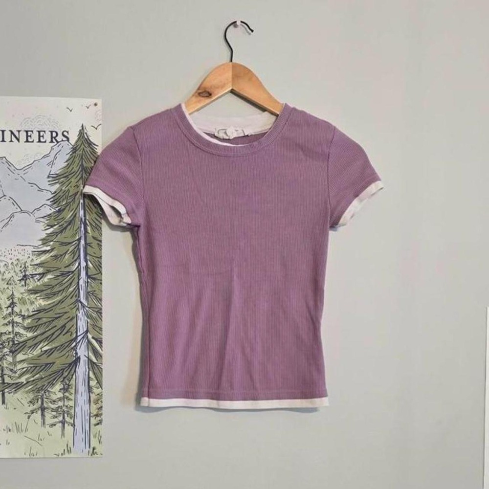 Hippie Rose Purple Ribbed Faux Layered Baby Tee
